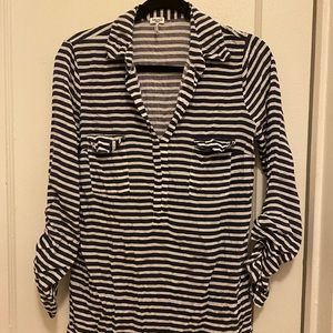 Splendid soft navy and white striped shirt